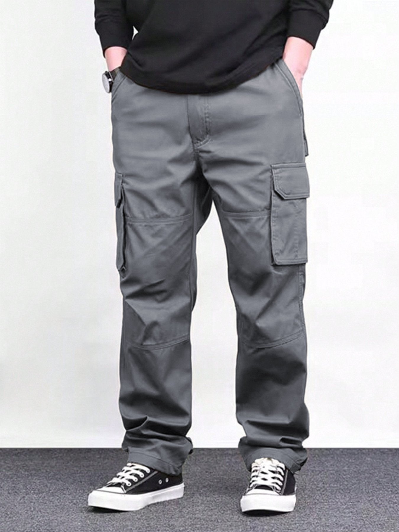 Baggy Retro Cargoes: Men's High Street Loose Straight-Leg Pants