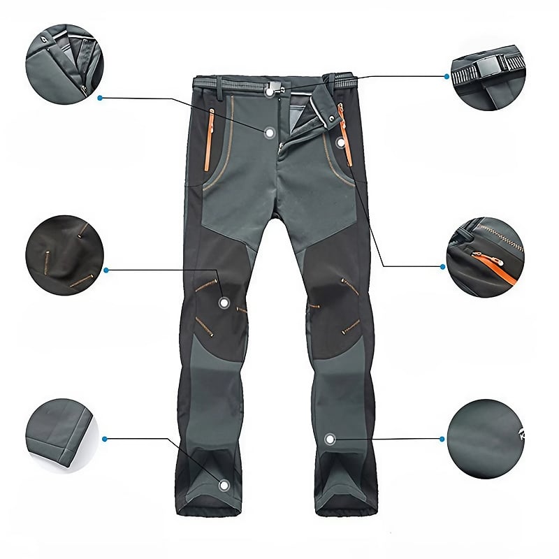 Men's Waterproof Fleece Lined Snow Pants - High Rise Joggers with Belt for  Winter Activities