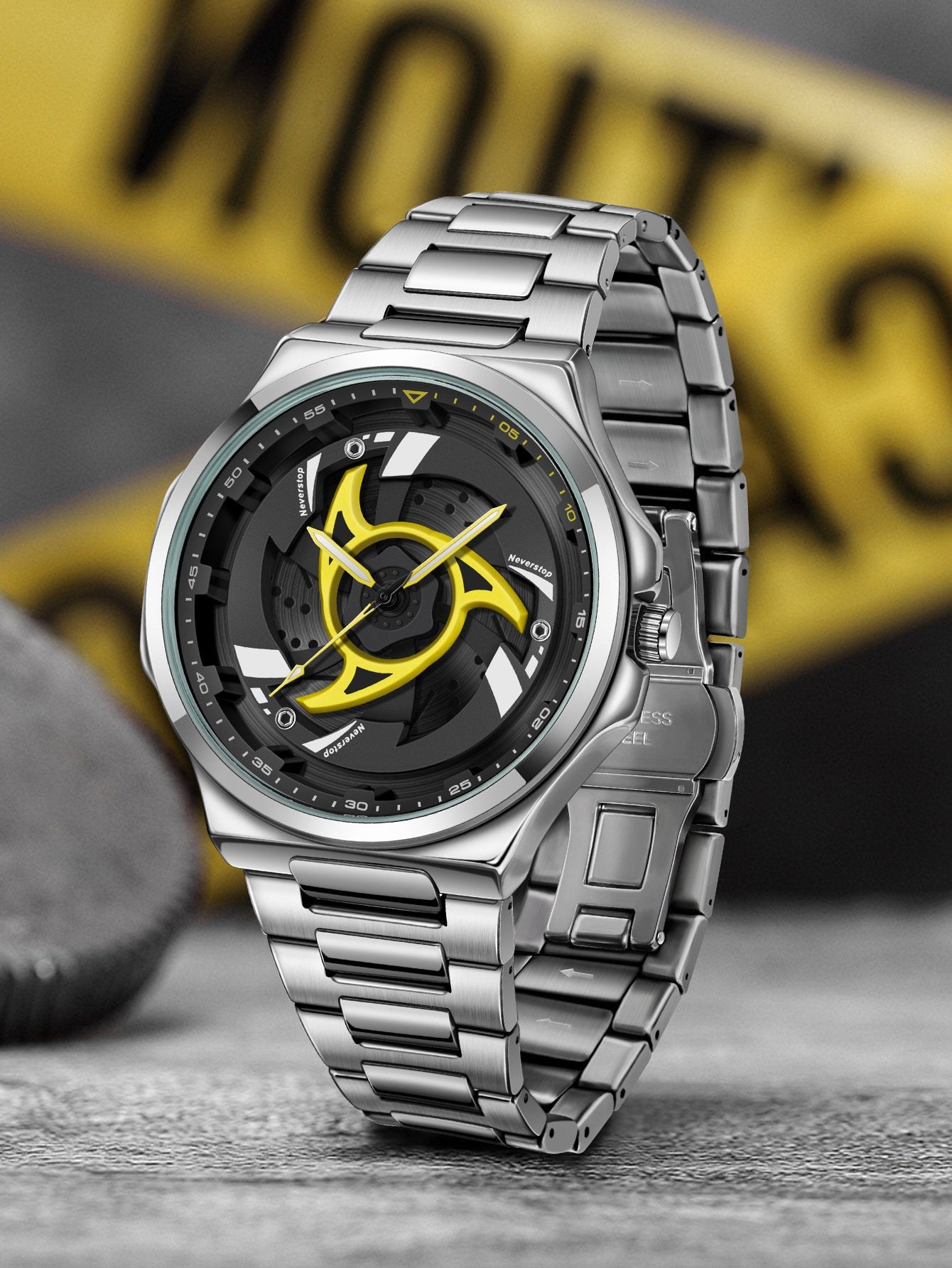 Men's Sports Quartz Watch with 360-Degree Rotating Bezel