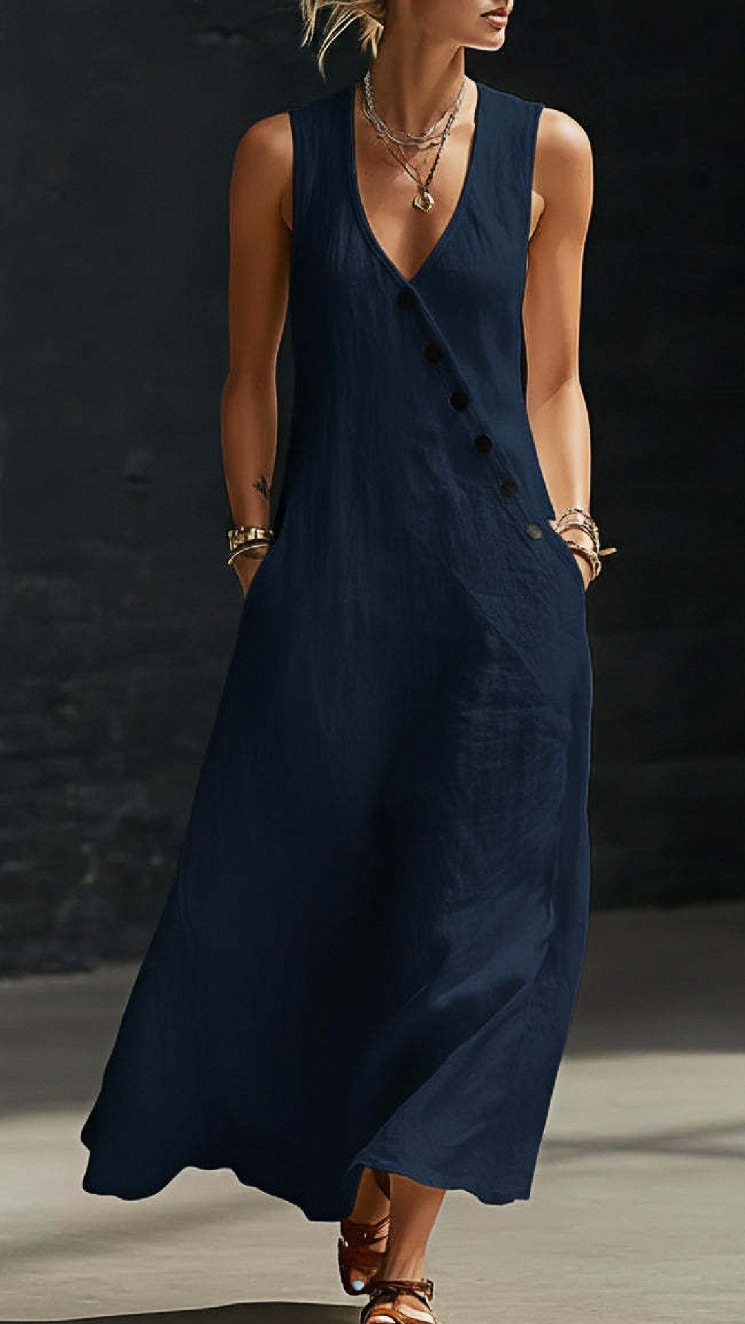 🌸 THE LAZY BOHO MAXI: V-NECK, BUTTON DETAIL, POCKETS — YOUR MOST EFFORTLESS SUMMER DRESS 🌸