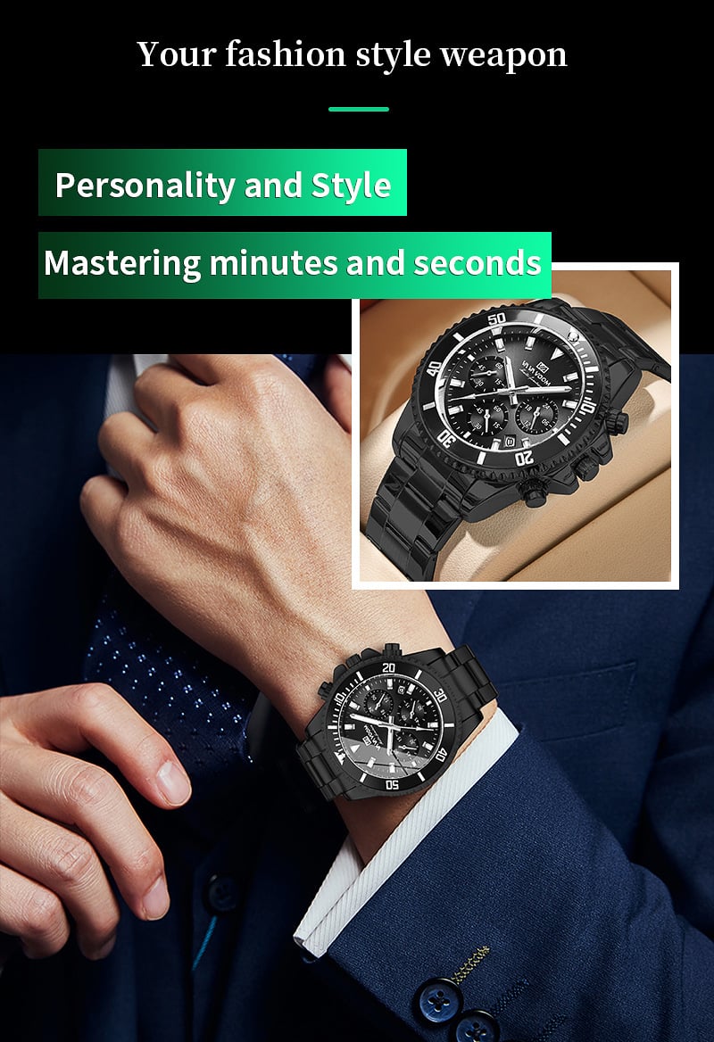 Men's luxury watch with waterproof and luminous dial
