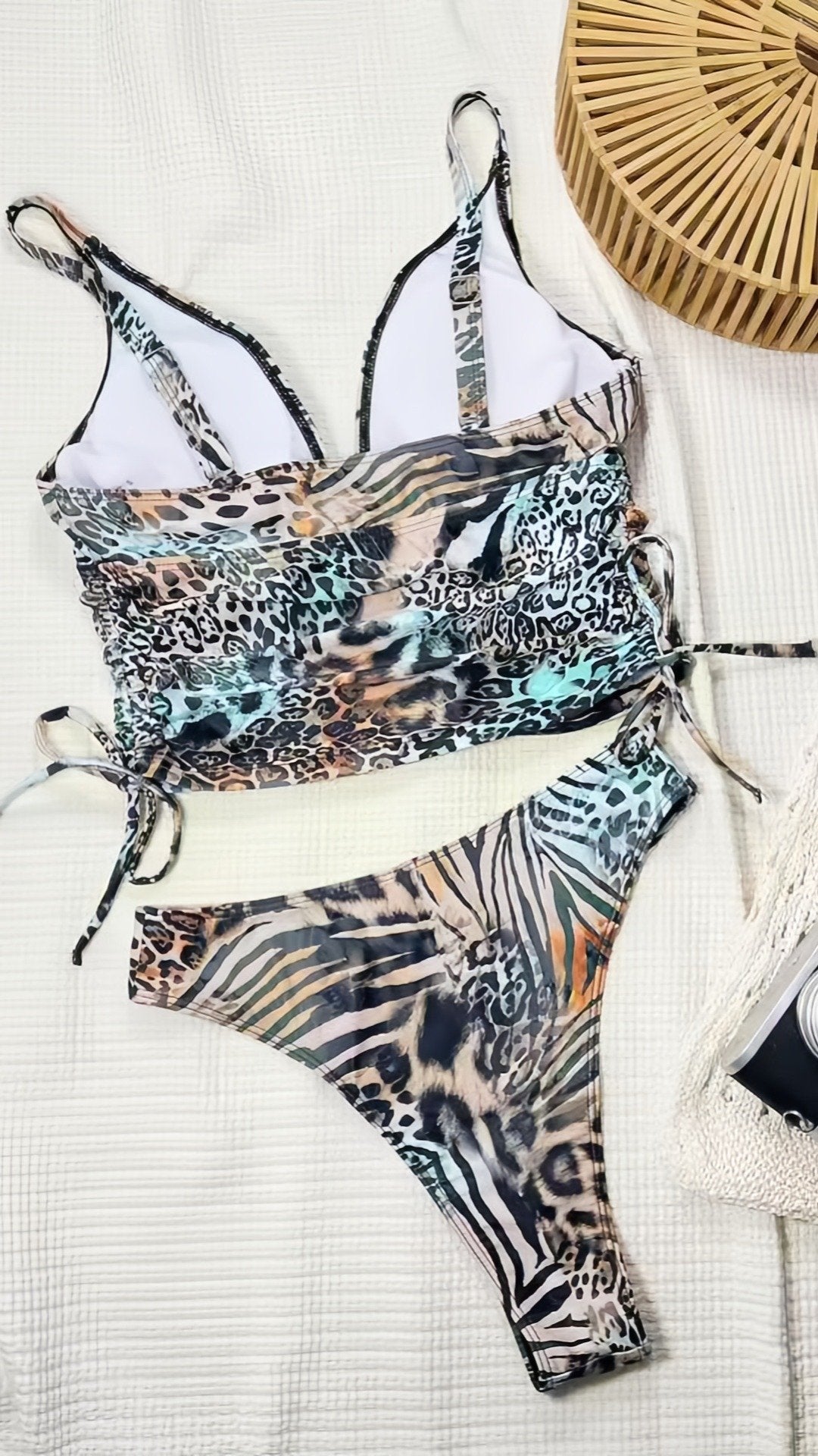 🐆 THE WILD TWIST SET: DEEP V, ADJUSTABLE SIDE TIES, HIGH-CUT SHORTS — YOUR MOST CONFIDENT TWO-PIECE SWIMSUIT YET 🐆