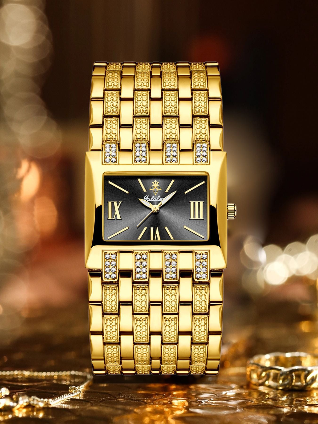 Luxury Diamond-Set Women's Watch with a Square Dial