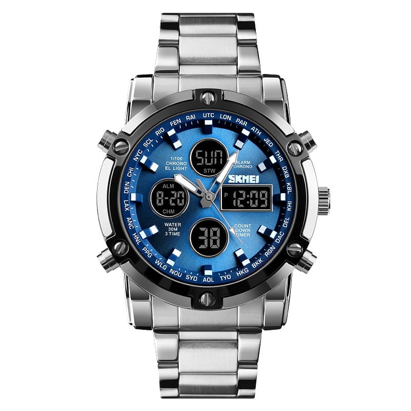 Multifunctional Waterproof Electronic Dual-Movement Men's Wristwatch