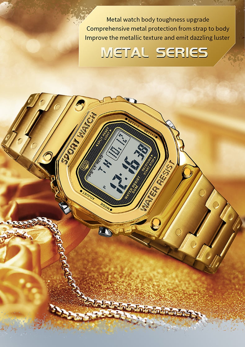 Multifunctional Square Waterproof Digital Watch