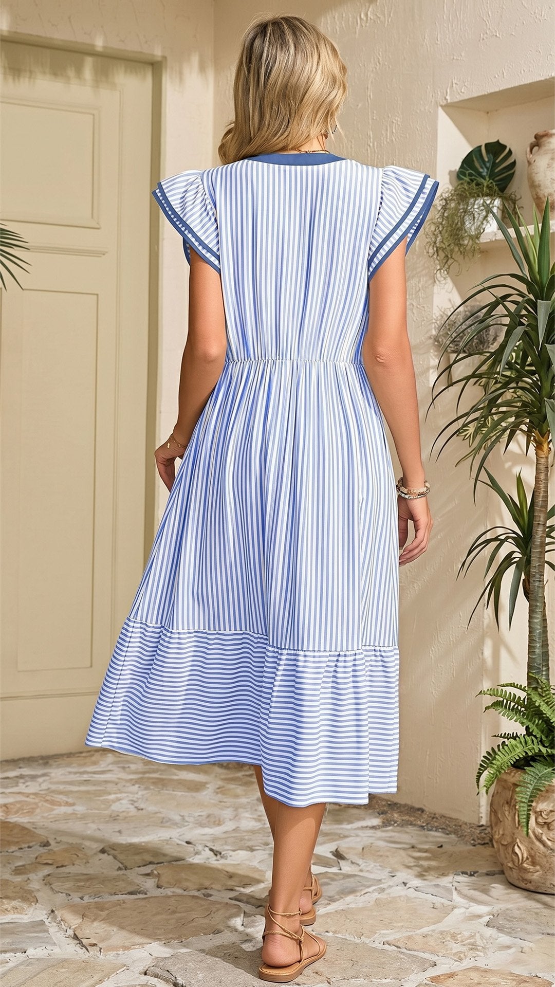 🌊 THE STRIPE MAXI: V-NECK, RUFFLE SLEEVES, POCKETS — YOUR SUMMER DREAM DRESS 🌊