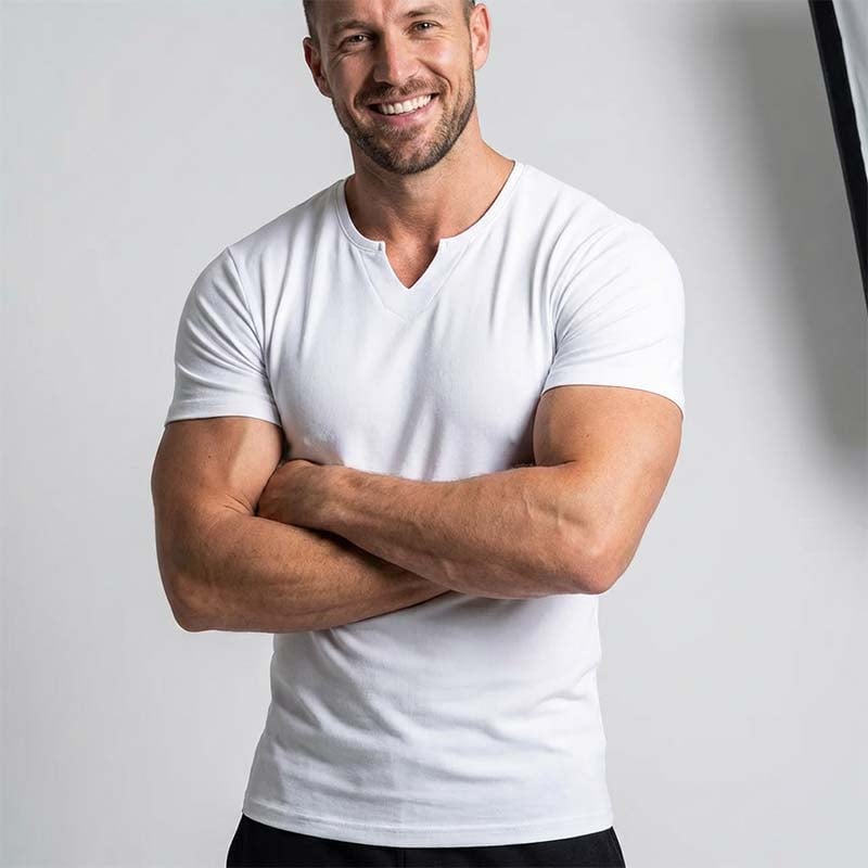 🌞 Spring Awakening: 50% Off! ✨Men's Athletic V-Neck T-Shirt | High-Stretch Slim Fit Tee