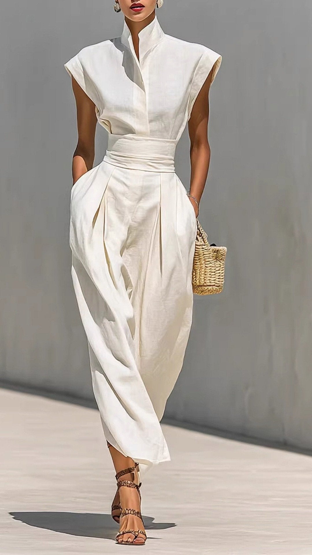 🌾 THE CINCHED SHIFT DRESS: HIGH NECK, SLEEVELESS, WIDE BELT — YOUR NEW POWER SILHOUETTE 🌾