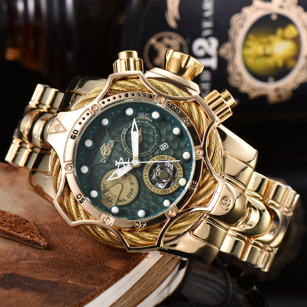 Men's Watch: Large-Dial Steel-Strap Sports Watch
