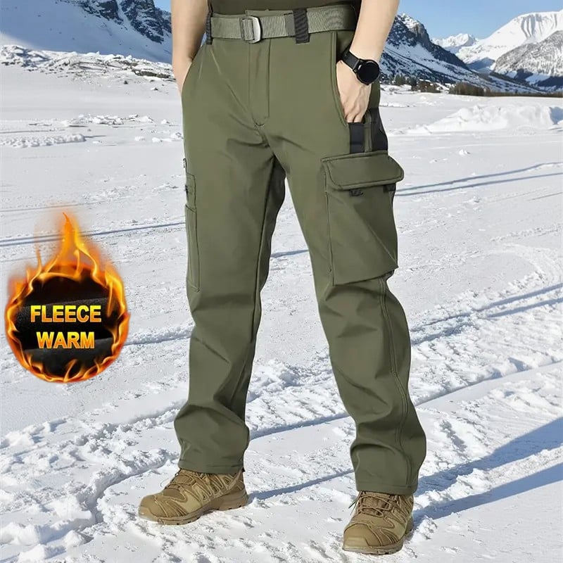 Men's Tactical Sport Pants - Windproof Fleece Lined Multi-Pocket Soft Shell Pants for Outdoor Activities