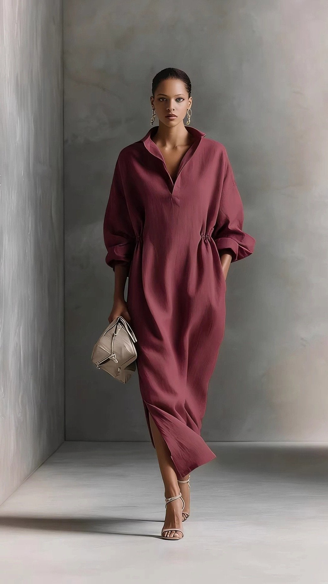 THE PARISIAN DRAPE DRESS: V-NECK, POCKETS, EFFORTLESS ELEGANCE✨