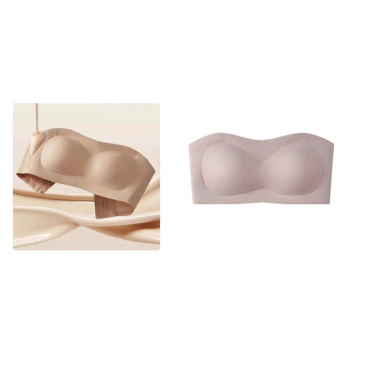 ⛱️💞Womens Strapless Bras Push Up Bandeau Bra Non Slip Wireless Supportive Padded Bras Seamless Comfortable Tube Jelly Bra