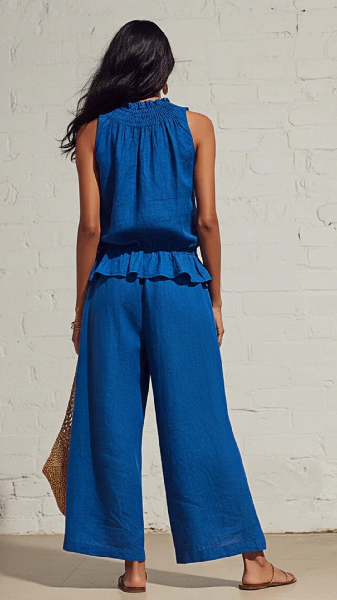 🌾 THE COTTON LINEN BOHO DUO: RUFFLED TOP + WIDE LEG PANTS — YOUR MOST COMFORTABLE SUMMER SET 🌾