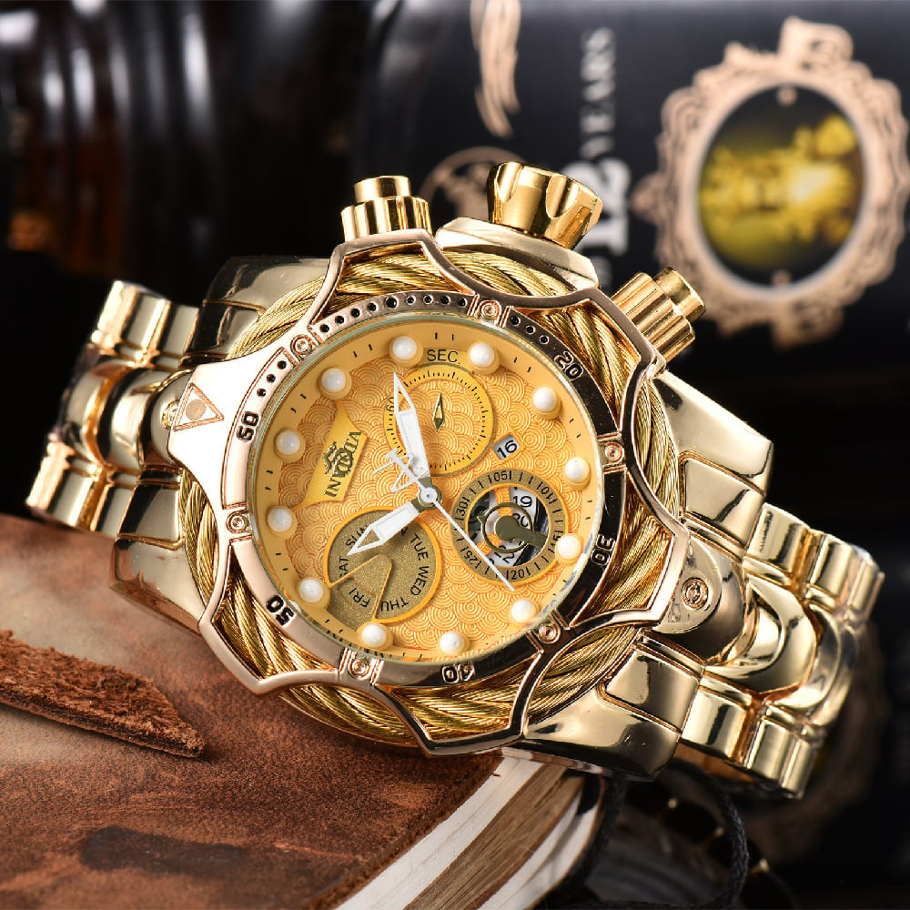 Men's Watch: Large-Dial Steel-Strap Sports Watch