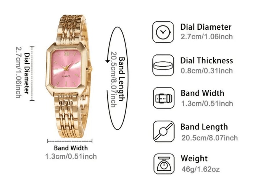 Luxury Steel-Strap Women's Square Quartz Watch
