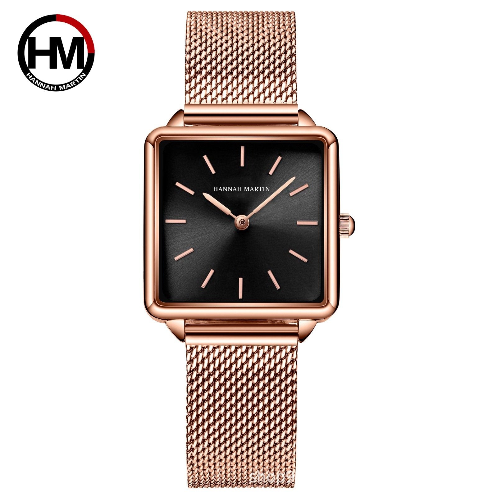 Vintage-style square-faced women's quartz watch with a steel bracelet and Japanese movement