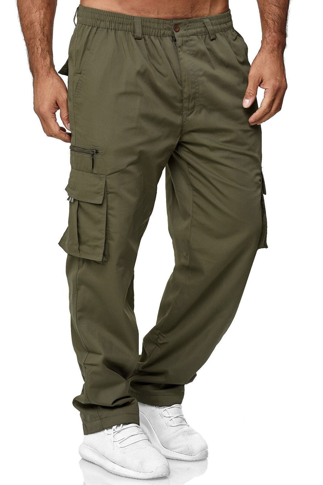Men's Versatile Utility Cargoes: Elasticated Comfort-Fit Combat Trousers for Work & Leisure
