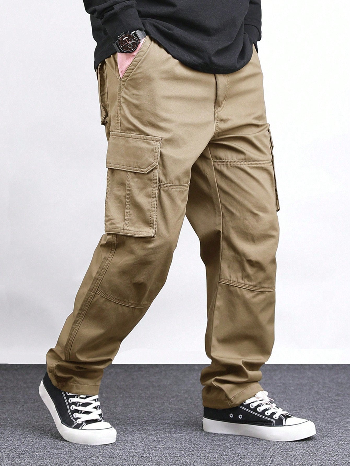 Baggy Retro Cargoes: Men's High Street Loose Straight-Leg Pants