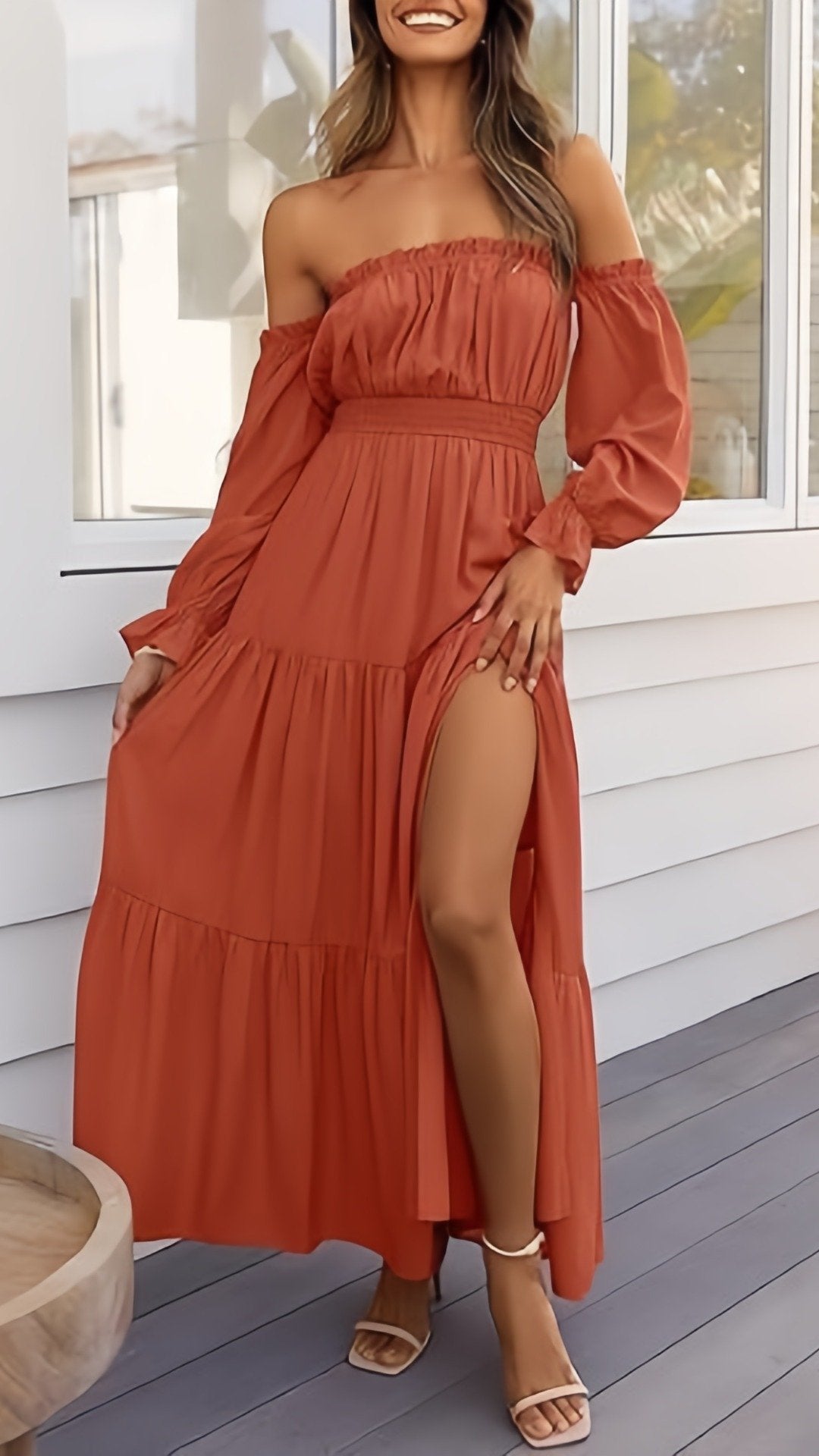 🌸 THE OFF-SHOULDER BOHO MAXI: PUFF SLEEVES, SIDE SPLIT, TIERED DREAMS — YOUR MOST ROMANTIC DRESS YET 🌸