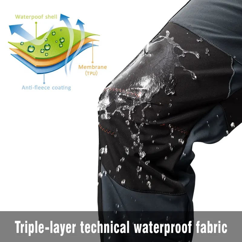 Men's Waterproof Fleece Lined Snow Pants - High Rise Joggers with Belt for  Winter Activities
