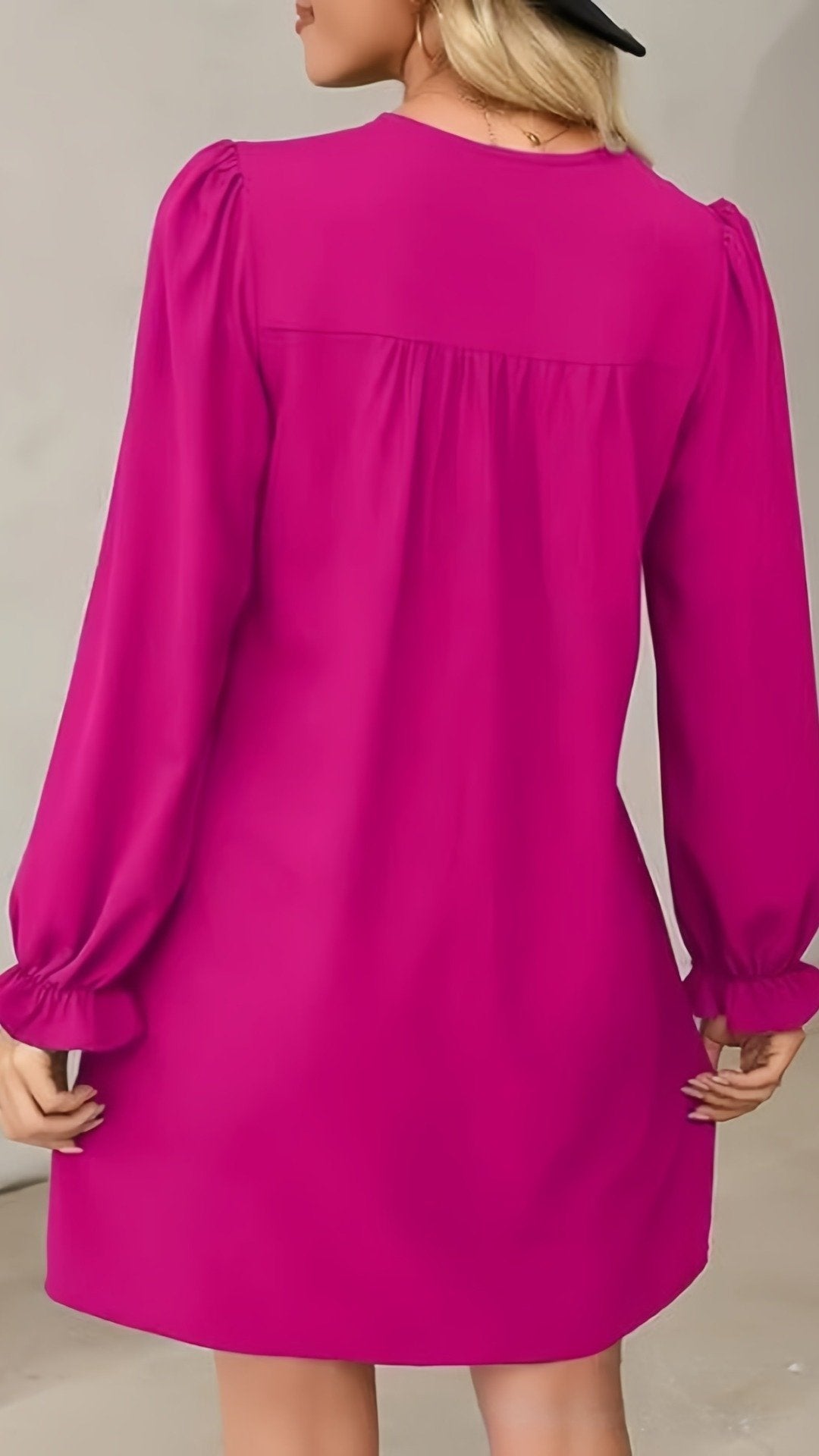 🌸 THE LANTERN RUFFLE DRESS: V-NECK, PLEATED SKIRT, BALLON SLEEVES — YOUR NEW SIGNATURE FOR EFFORTLESS ELEGANCE 🌸