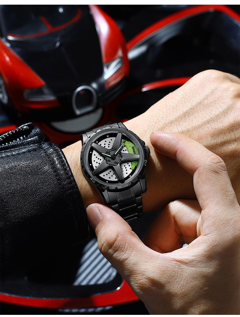 Men's Racing Steering Wheel Watch Water-resistant with luminous hands Adjustable strap
