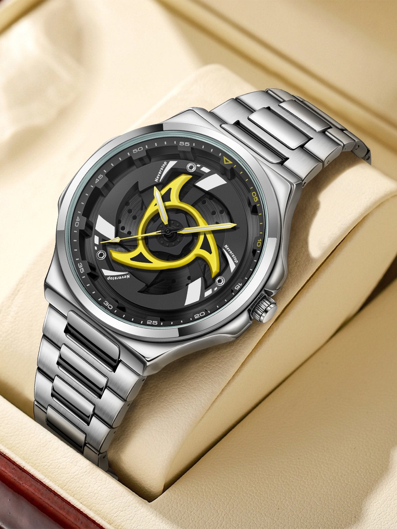 Men's Sports Quartz Watch with 360-Degree Rotating Bezel
