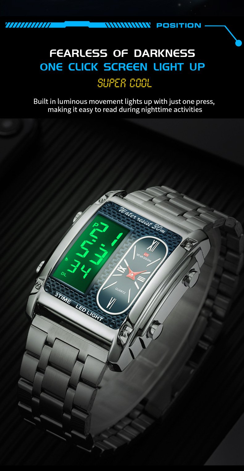 Waterproof Multi-Function Square Digital WatchWaterproof Multi-Function Square Digital Watch