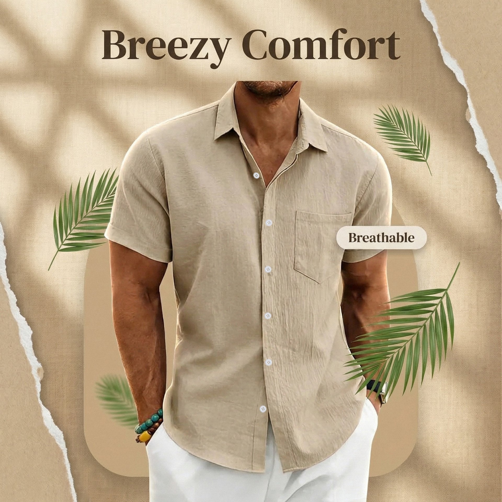 Men's Summer Linen Short-Sleeve Shirt