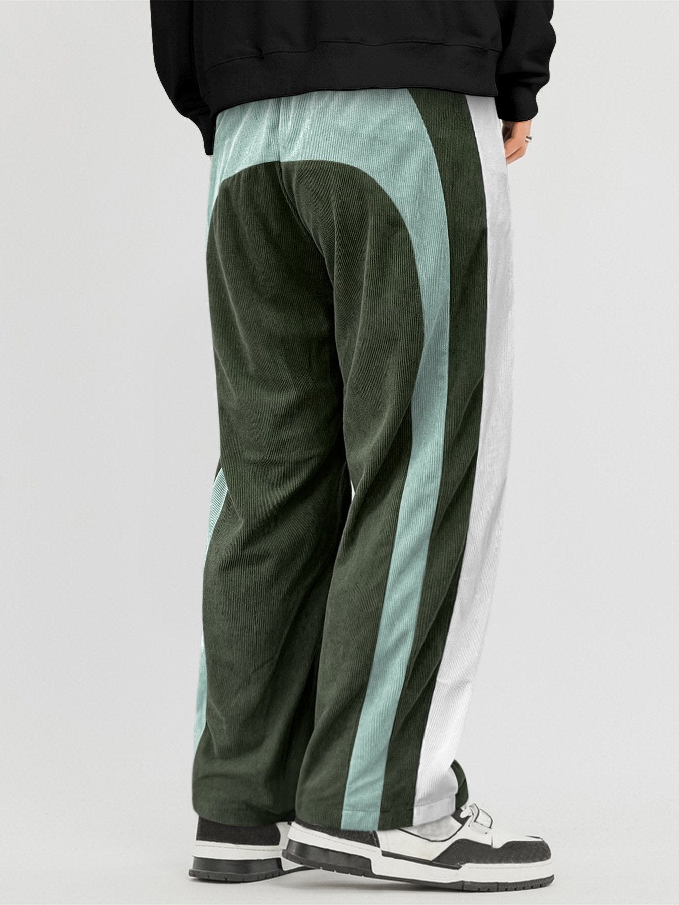 All-Season Men’s Casual Corduroy Pants: Comfortable Colorblock Straight Leg Design