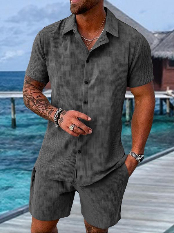Men's Regular Fit Short Sleeve Pajama Two-piece Set