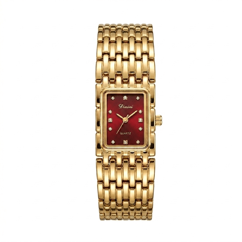 Vintage-style rectangular chain-strap women's watch