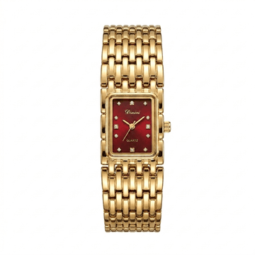 Vintage-style rectangular chain-strap women's watch