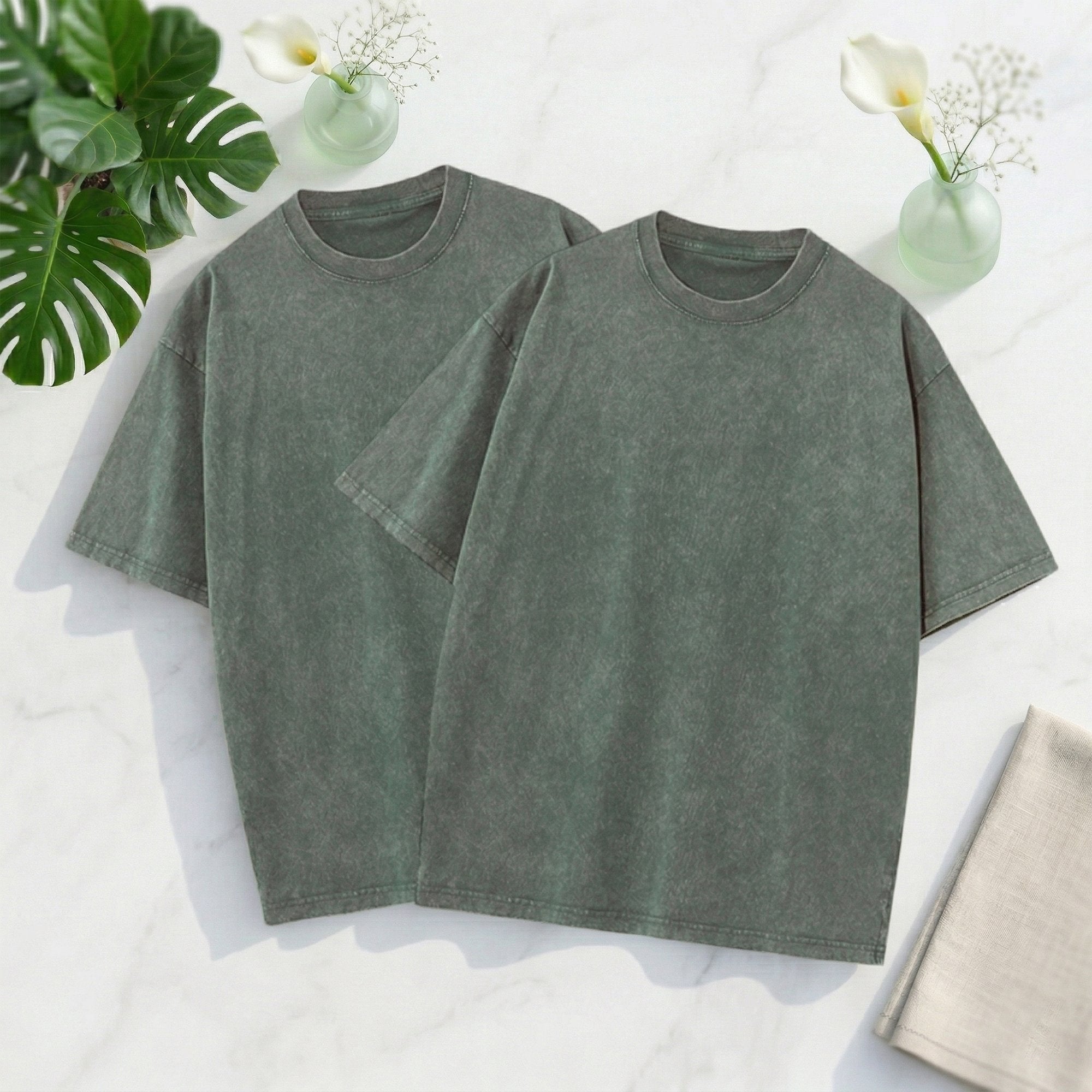 Elite Heavyweight 230g+ Cotton Tee: 2-Pack Oversize Urban Vintage Set