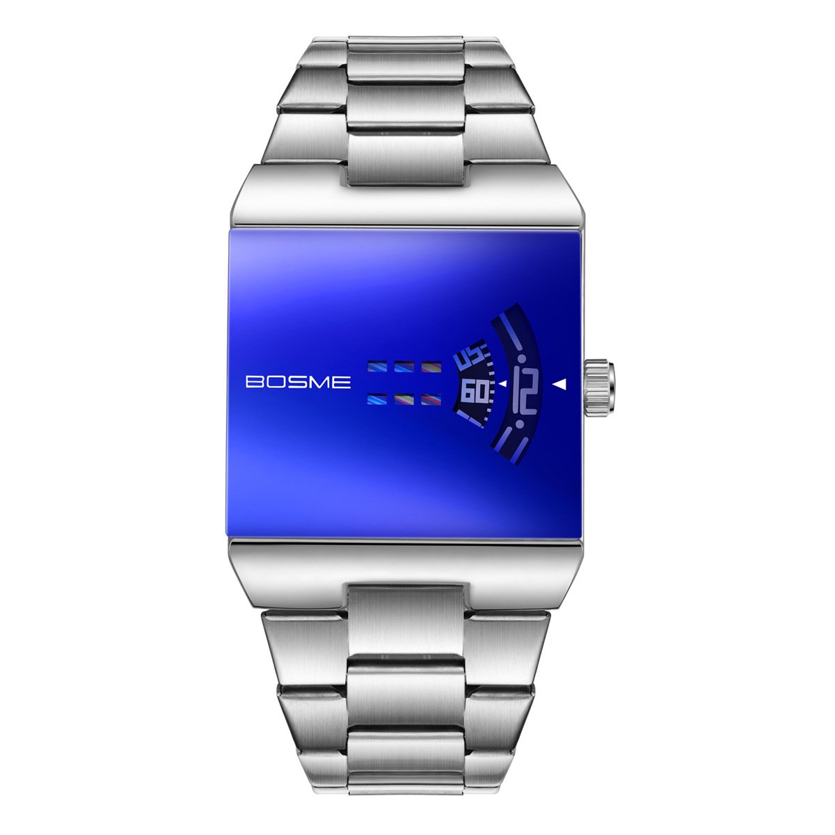 Square-Shaped Men's Quartz Watch with Futuristic Design