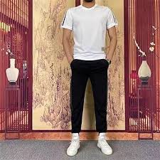 Men's High Stretch Short Sleeve Top & Jogging Pants 2-Piece Set