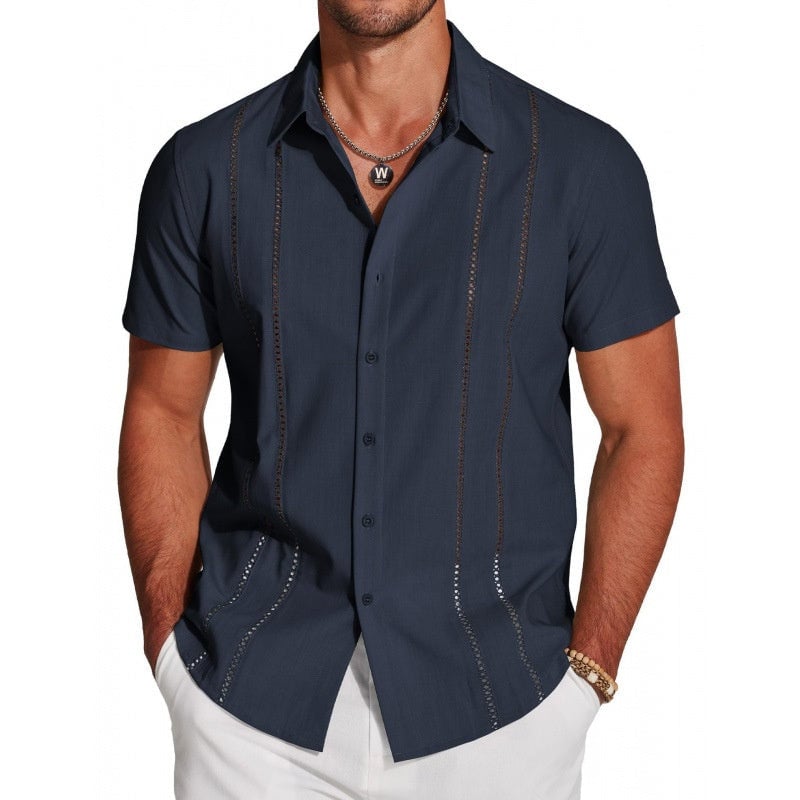 Men's Casual Short-Sleeve Shirt with Button Placket