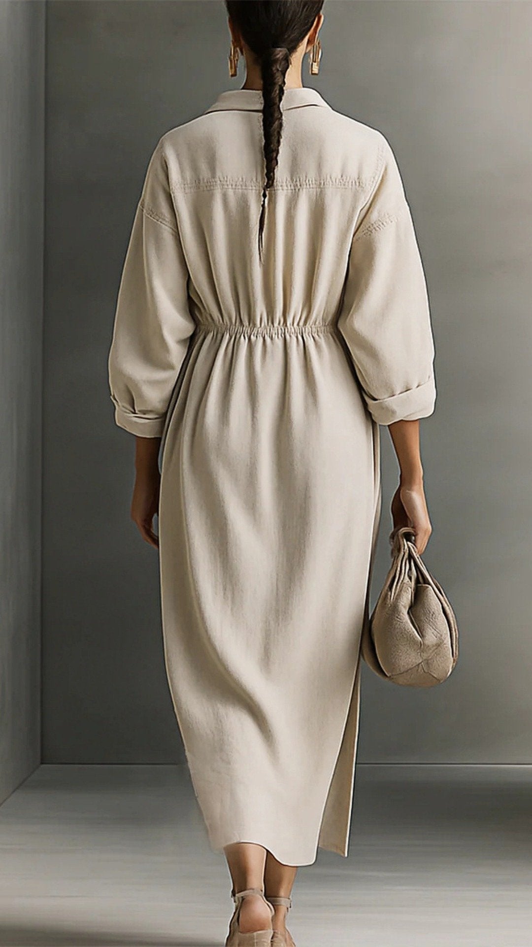 THE PARISIAN DRAPE DRESS: V-NECK, POCKETS, EFFORTLESS ELEGANCE✨