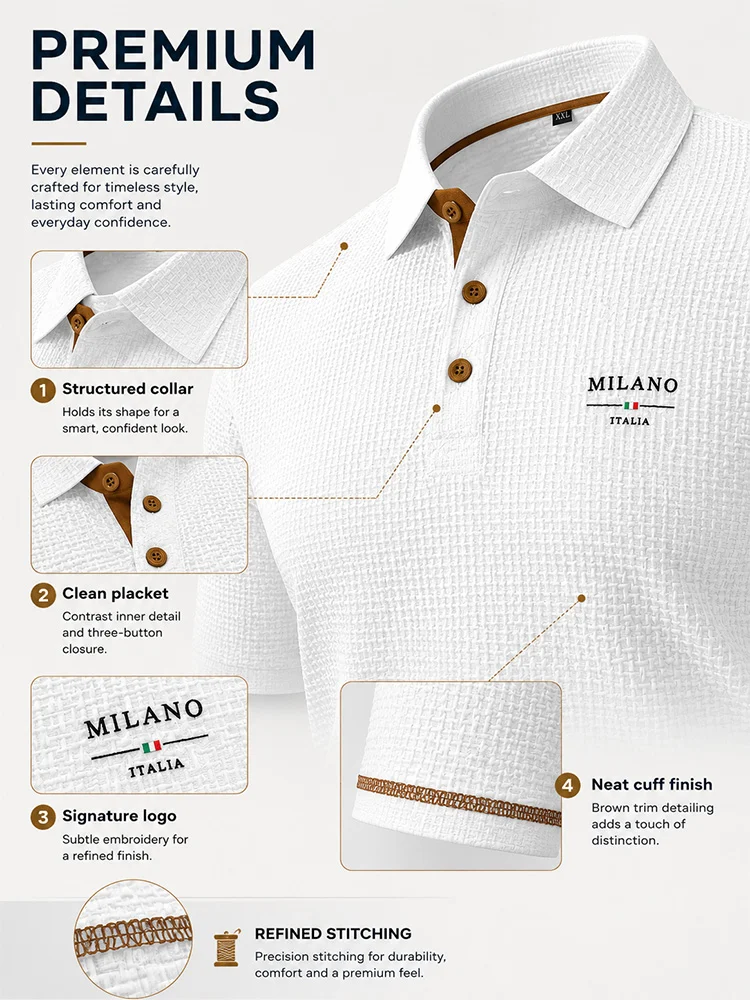 Men's Geometric Textured Polo Shirt – Quick-Dry, Breathable, Slim Fit, Letter Pattern for Summer Sports & Casual---Buy 2 Get 20% Off & Free Shipping!