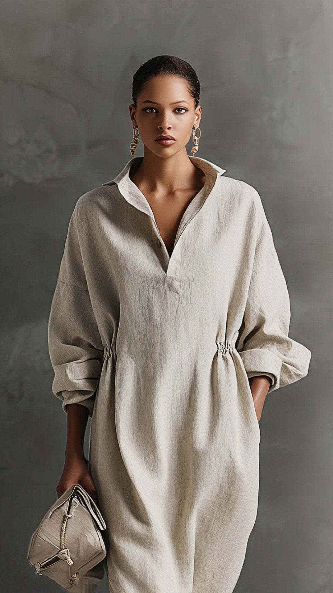 THE PARISIAN DRAPE DRESS: V-NECK, POCKETS, EFFORTLESS ELEGANCE✨