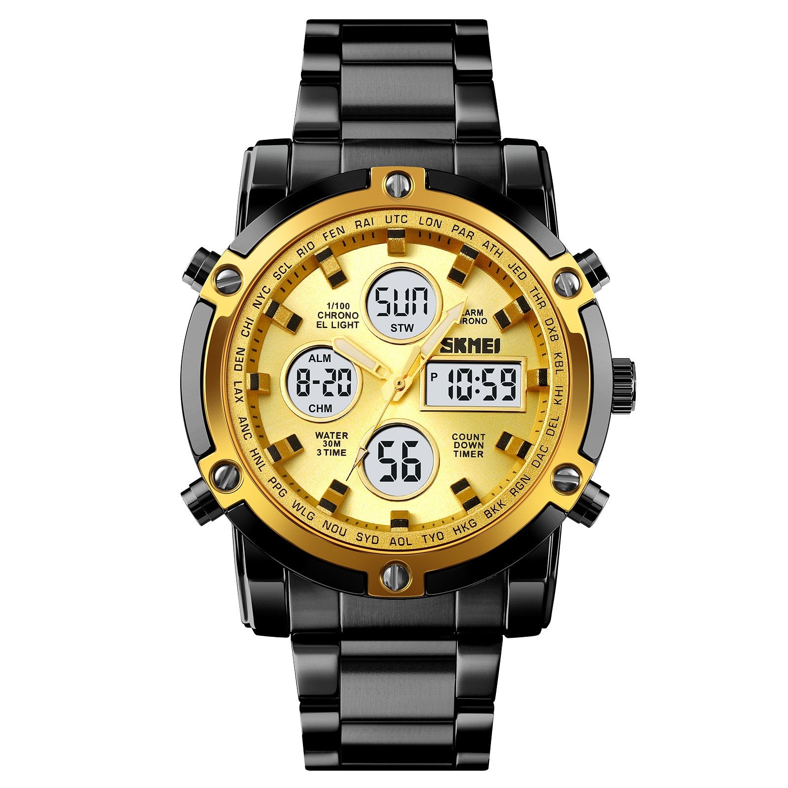 Multifunctional Waterproof Electronic Dual-Movement Men's Wristwatch