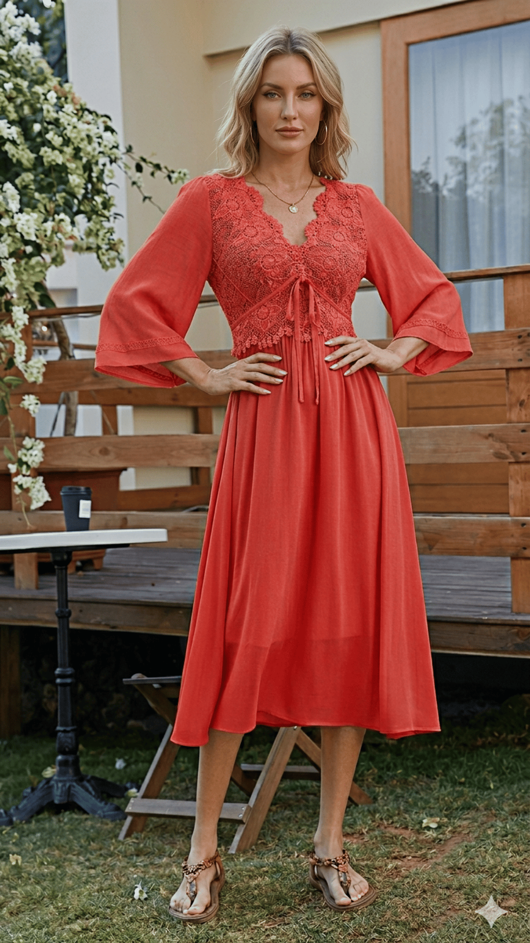 🧡 THE CORAL DREAM MIDI: LACE-TRIMMED, DOUBLE-LAYERED, UTTERLY ROMANTIC 🧡