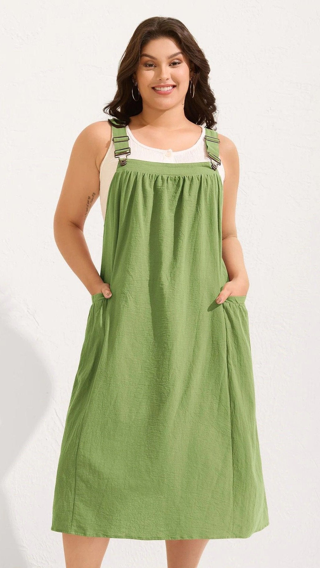 👗 THE POCKET PINAFORE DRESS: SQUARE NECK, ADJUSTABLE STRAPS, M-4XL — YOUR SUMMER LAYERING HERO 👗