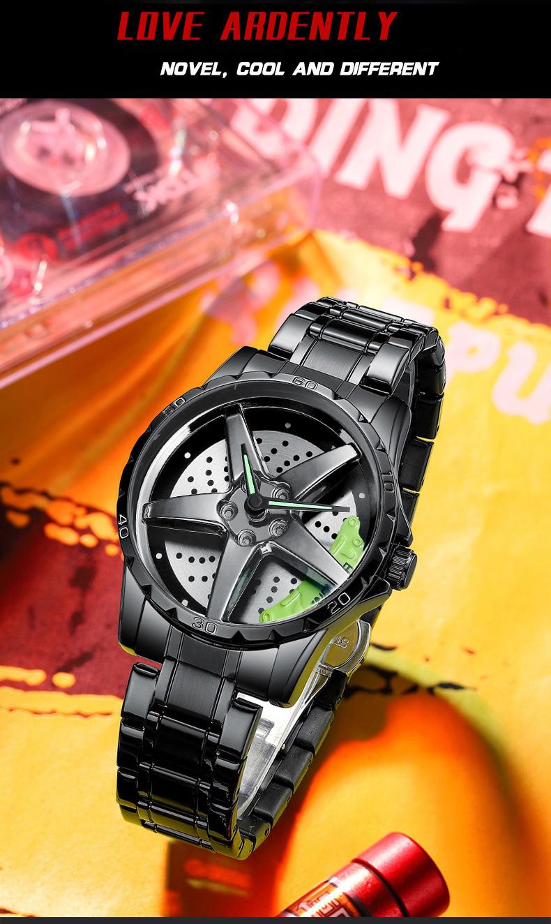 Men's Racing Steering Wheel Watch Water-resistant with luminous hands Adjustable strap