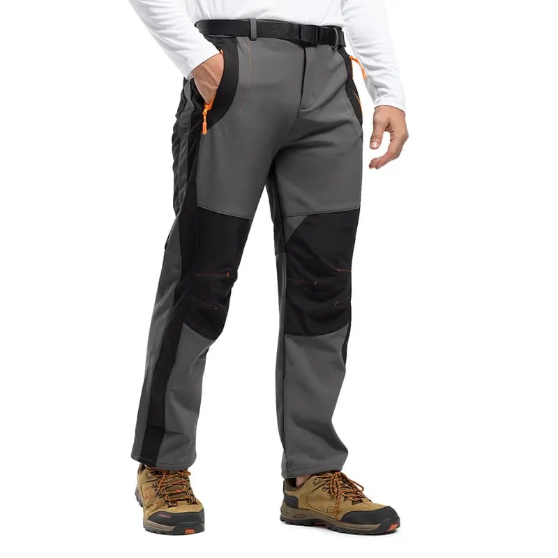 Men's Waterproof Fleece Lined Snow Pants - High Rise Joggers with Belt for  Winter Activities
