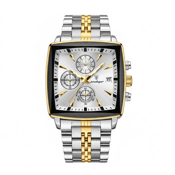 Men's Multifunctional Square Business Steel Band Quartz Watch