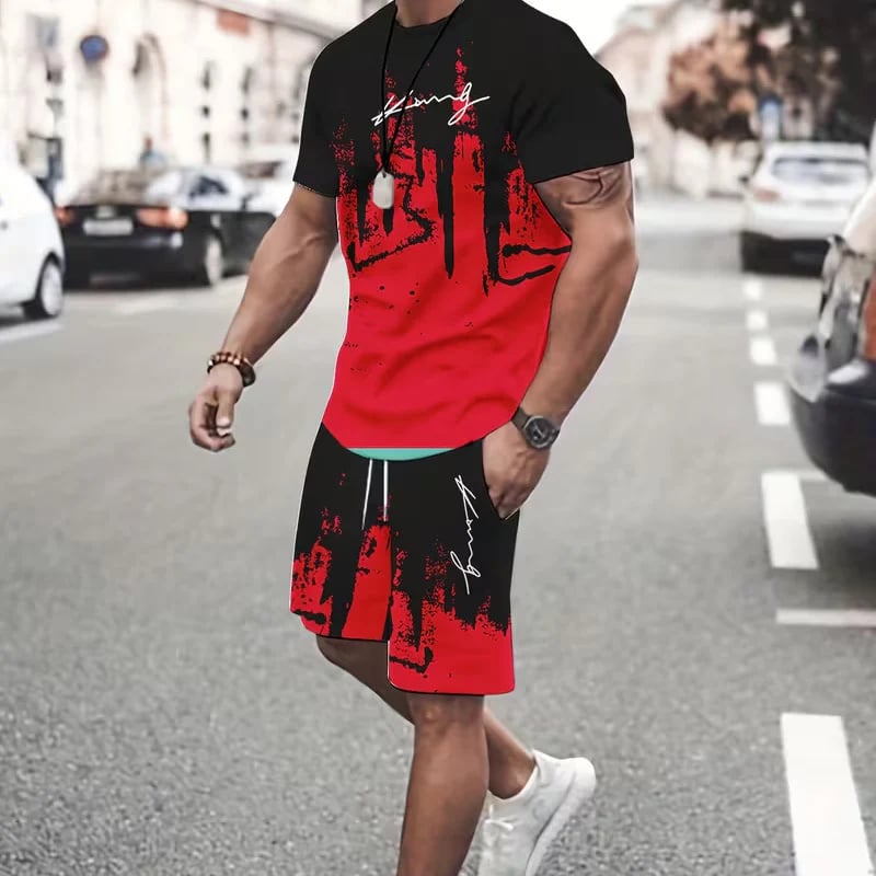 🔥 Men's Graphic Print T-Shirt & Shorts Set – Soft Fabric, Bold Design & Perfect for Summer Days ☀️