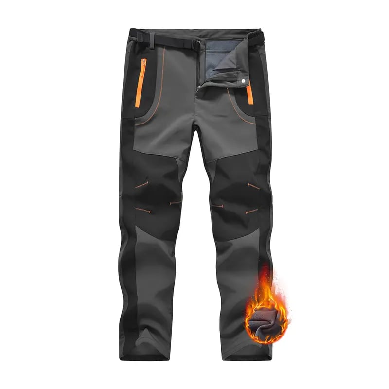 Men's Waterproof Fleece Lined Snow Pants - High Rise Joggers with Belt for  Winter Activities
