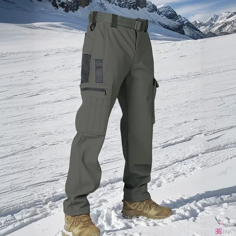 Men's Tactical Sport Pants - Windproof Fleece Lined Multi-Pocket Soft Shell Pants for Outdoor Activities