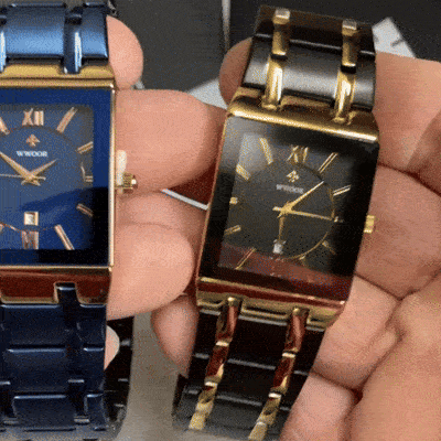 Square Men's Steel-Band Quartz Watch Water-Resistant Timepiece